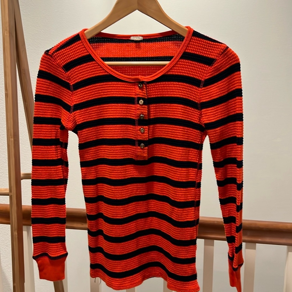 J. Crew Red and navy striped thermal size s